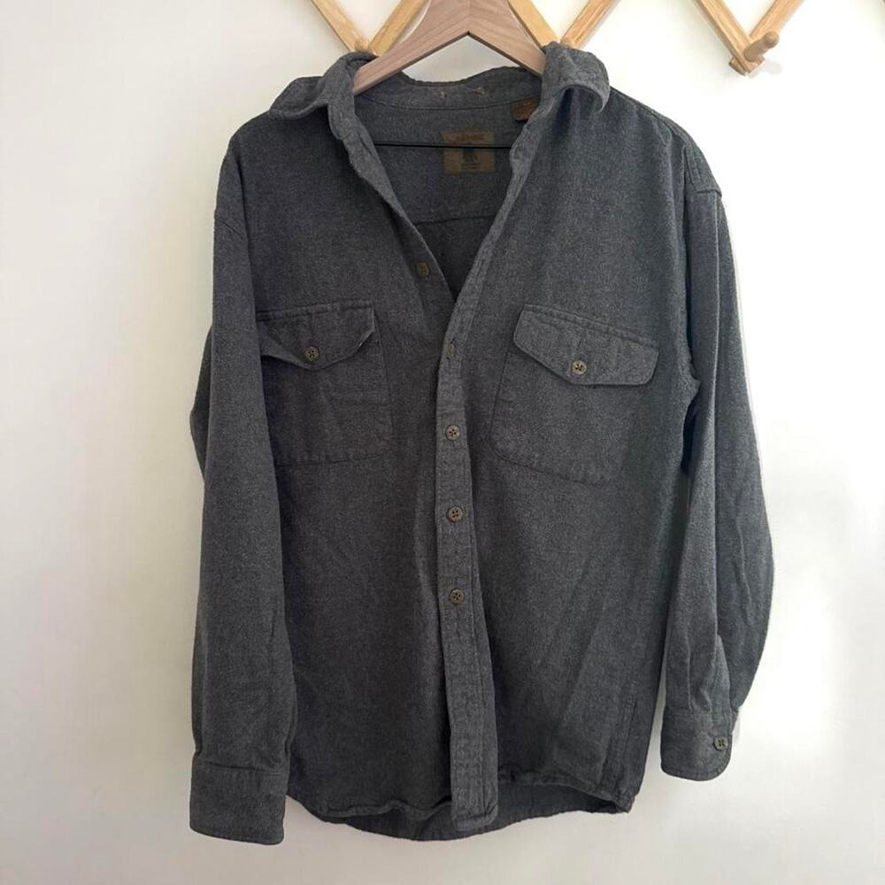 Grey 100% cotton button up shirt workwear heritage